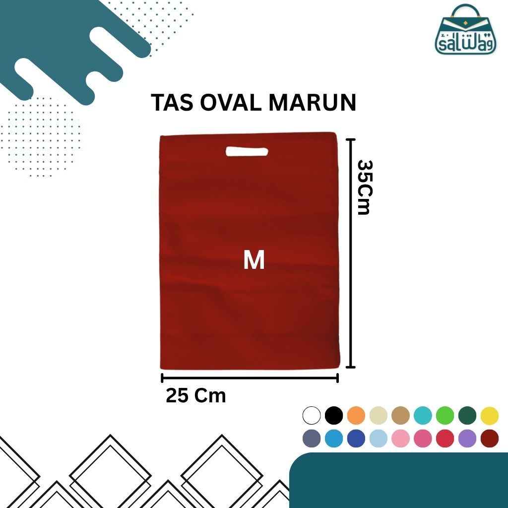 

Oval (Uk 25x35 cm) isi 20 pcs .tas goodiebag bahan kain spunbond model oval, tas bingkisan,tas kado,tas sovenir,tas ramah lingkungan