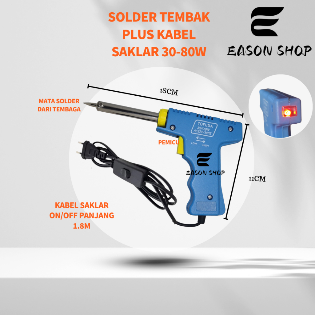 Solder Tembak Listrik 30W~80W Solder Gun Radox - Biru / Solder Tembak /Soldering Gun / Solder Pistol