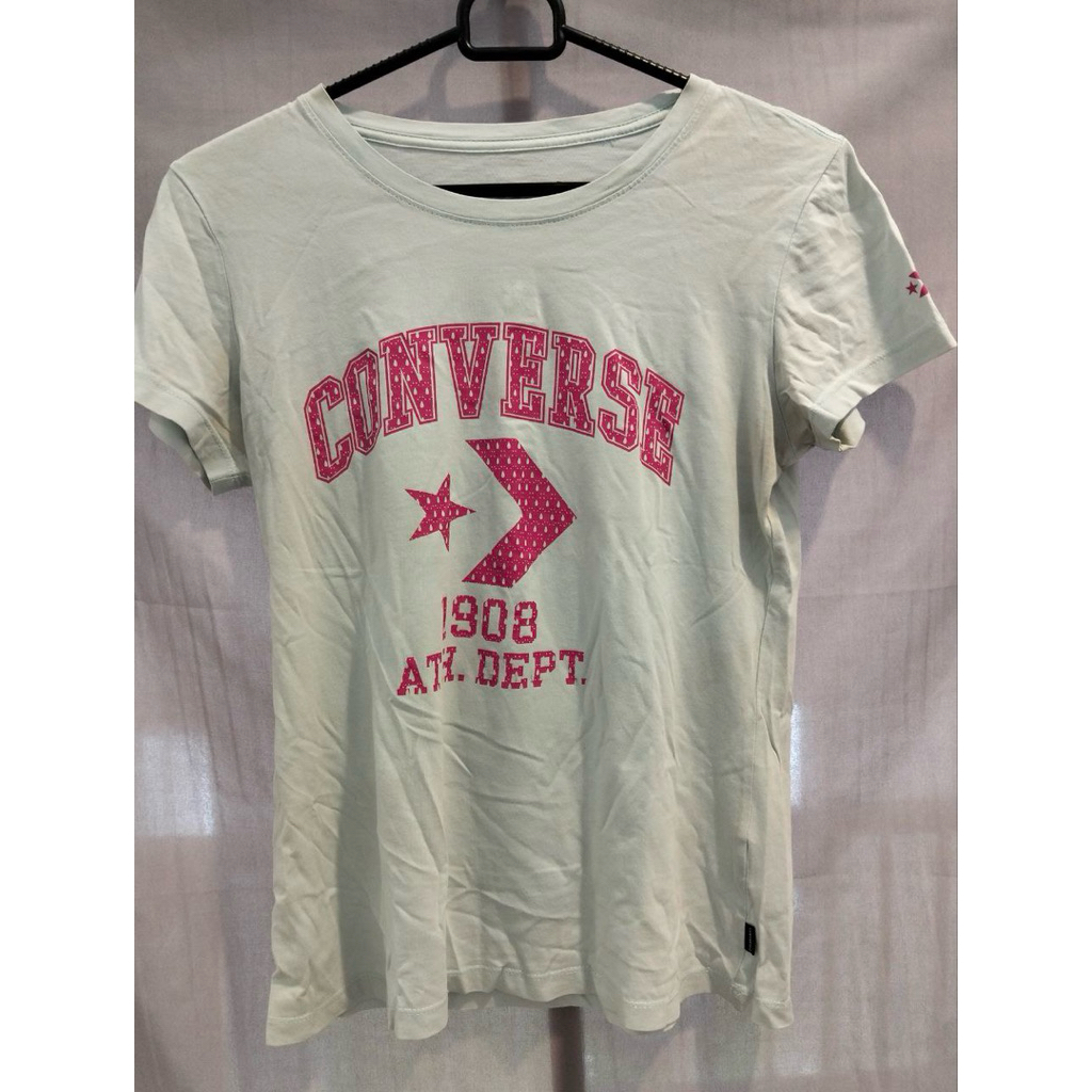 Kaos Converse Original Wanita – Warna Putih Tulisan Pink | Preloved