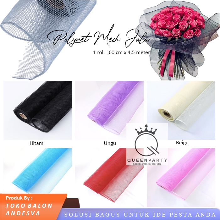 

Flower Wrapping Paper Polynet Mesh Korea / Rol Kain Tile Jaring / Kertas Buket Bunga Florist Polynet