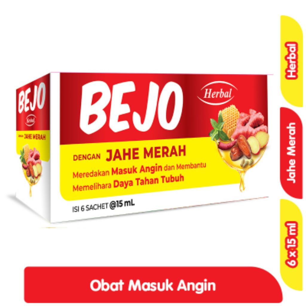 

Bejo Obat Herbal Masuk Angin Cair Jahe Merah Sachet 6 x 15 ml