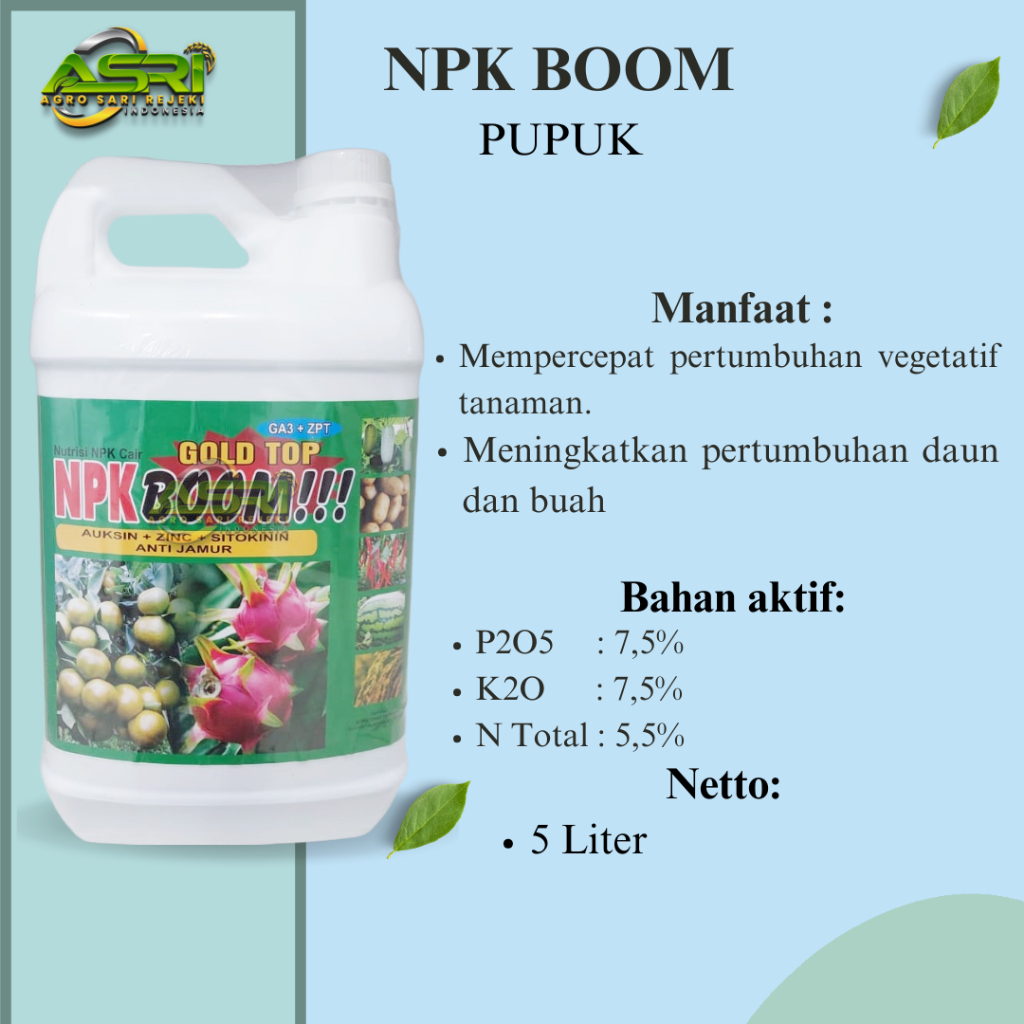 NPK BOOM GOLD TOP 5 LITER NUTRISI CAIR ZPT