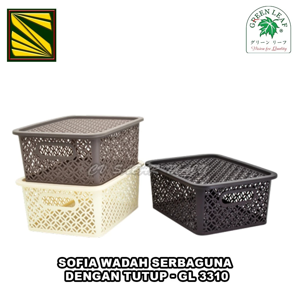 Greenleaf Keranjang Serbaguna, Keranjang Plastik + Tutup 3310, Keranjang Sofia