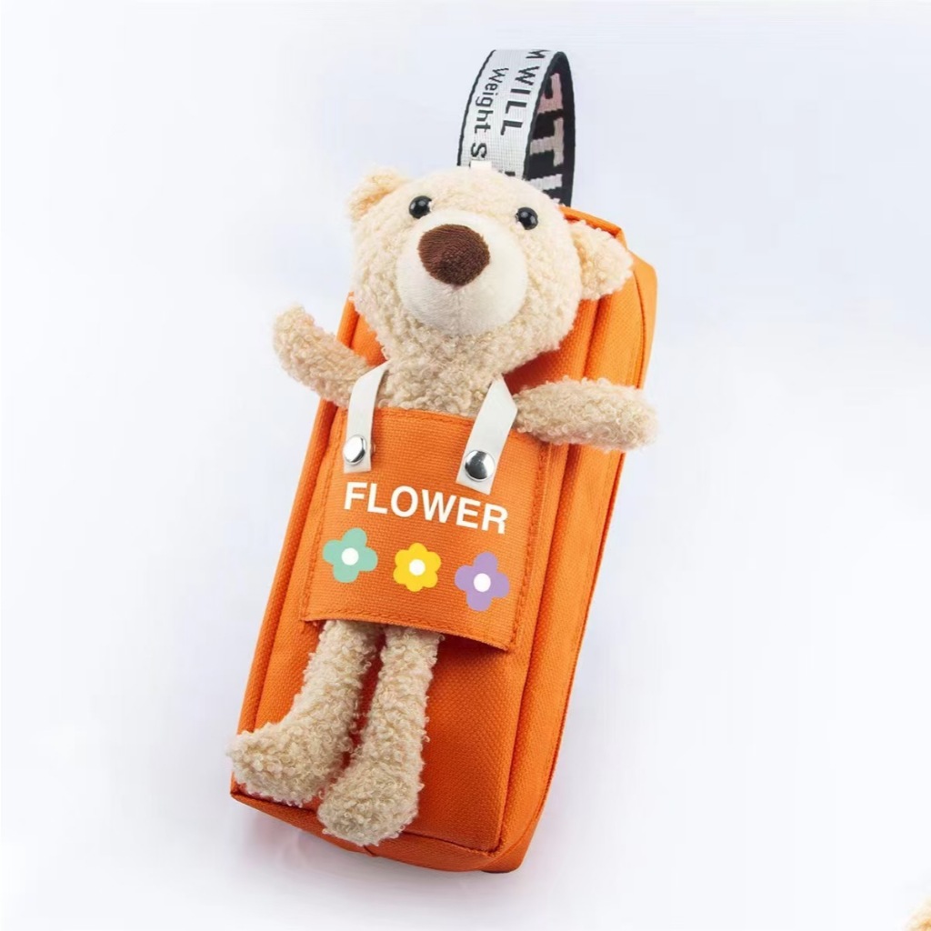 

Children's pencil case, teddy bear, detachable double-layer large capacity stationery bag, simple pencil case