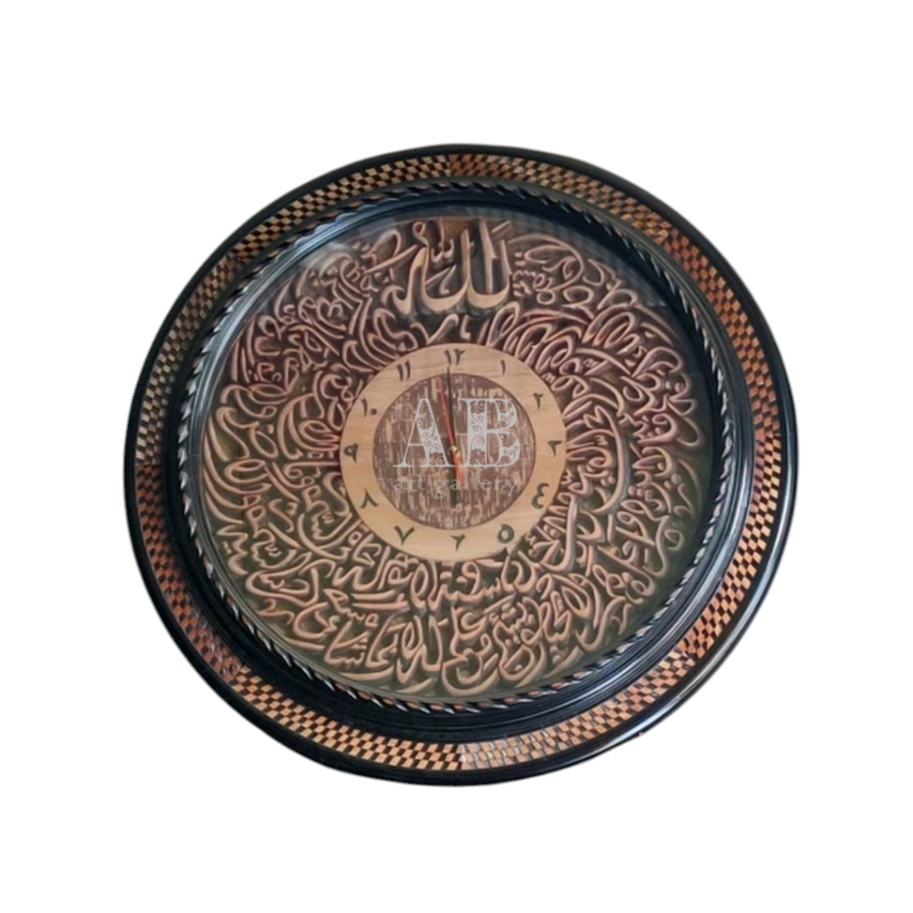 Jam Dinding Kaligrafi Ayat Kursi Ukiran Kayu