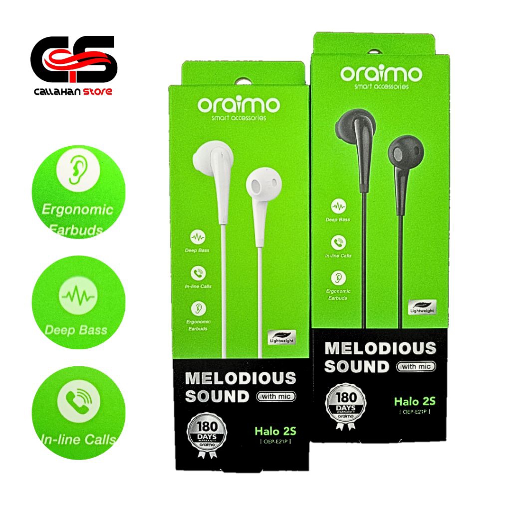 Headset Oraimo kabel OEP - E21P Handsfree Earphone melodious sound with mic