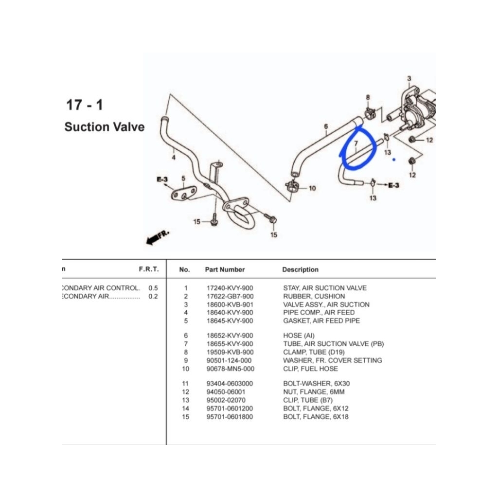 Selang valve assy air suction untuk motor Beat carbu dan Scoopy carbu kode part 1865AKVY960