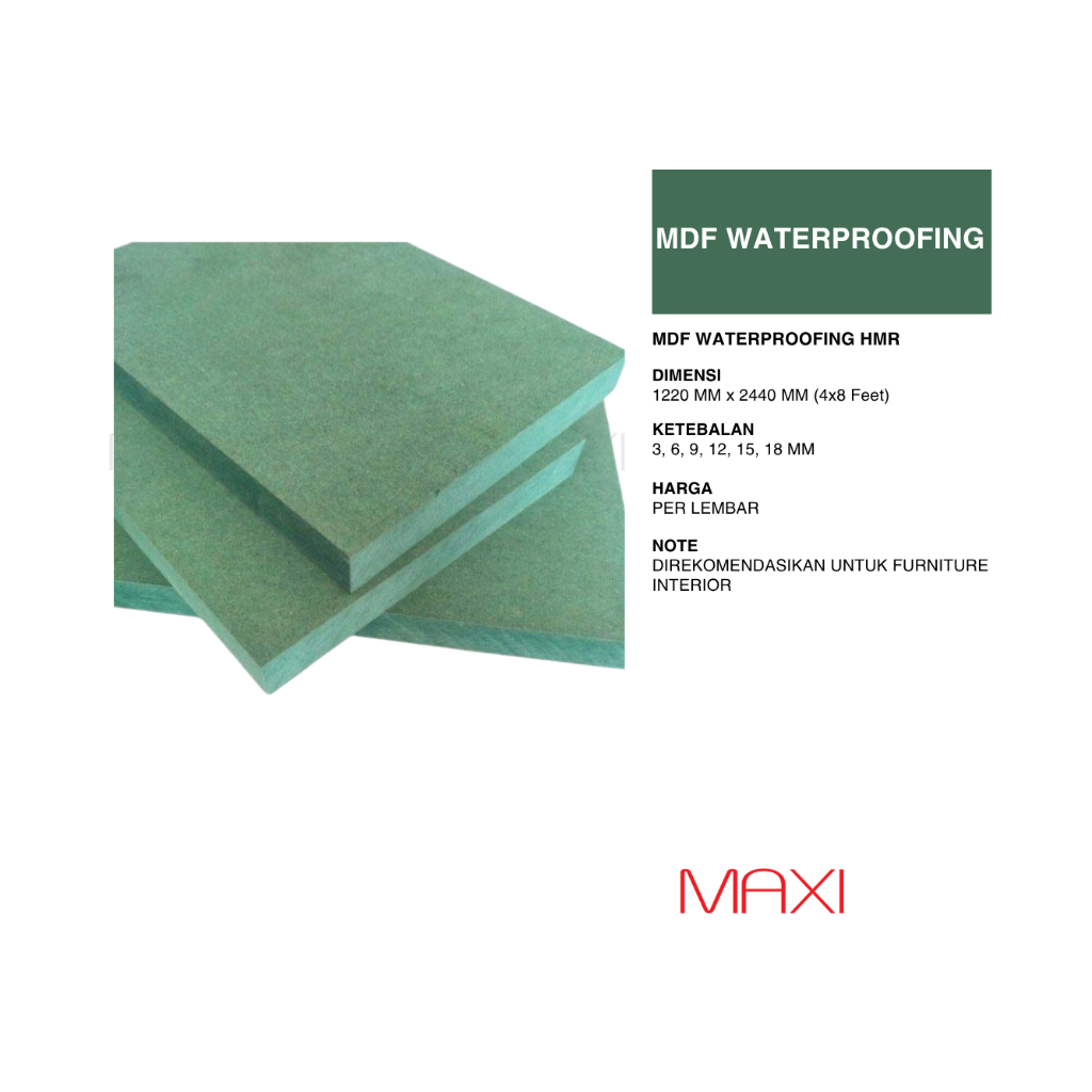 HMR = MDF Waterproofing - 122 x 244 cm (4x8 Feet) - 3mm/6mm/9mm/12mm/15mm/18mm
