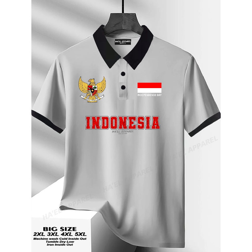 Kaos Kerah Pria Kemerdekaan Big Size Kaos Polo Shirt Dirgahayu Hut RI Kaos Polo Distro Sablon Garuda