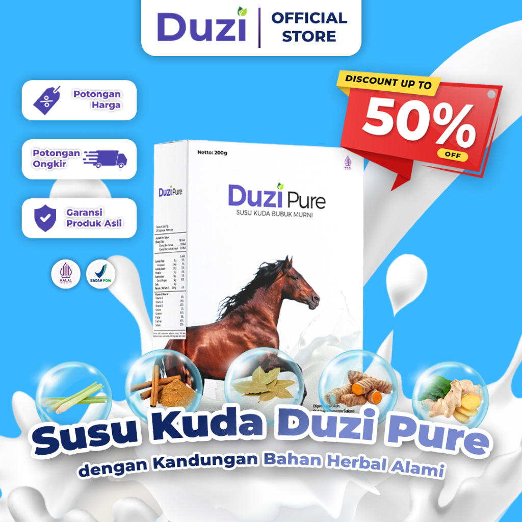 

Duzi Pure - Susu Kuda Lombok Bubuk Herbal Asli Original 1 Box 200 Gram