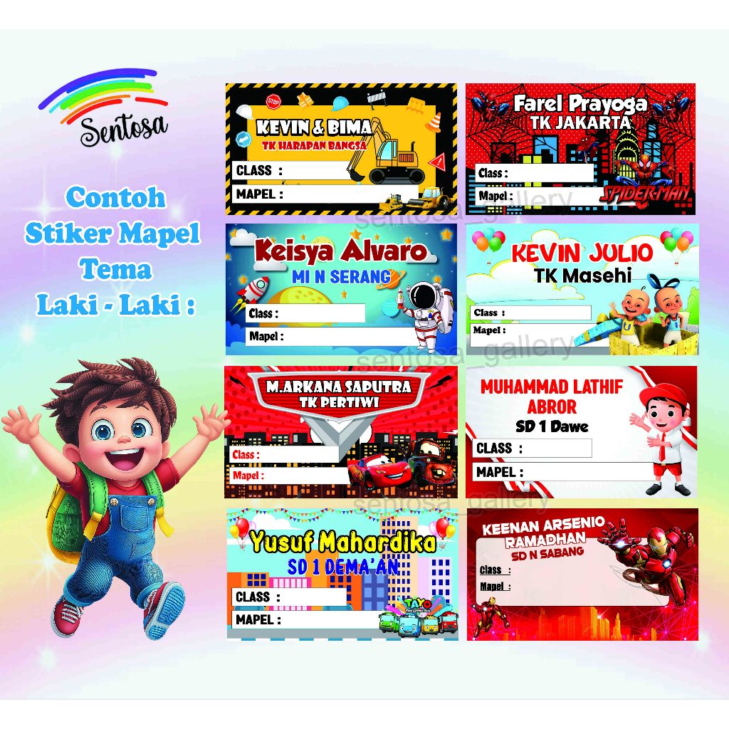 

STIKER LABEL / MAPEL BUKU TULIS ANAK SEKOLAH FREE CUSTOM NAMA DAN BISA TAMBAH FOTO ISI 20 PCS