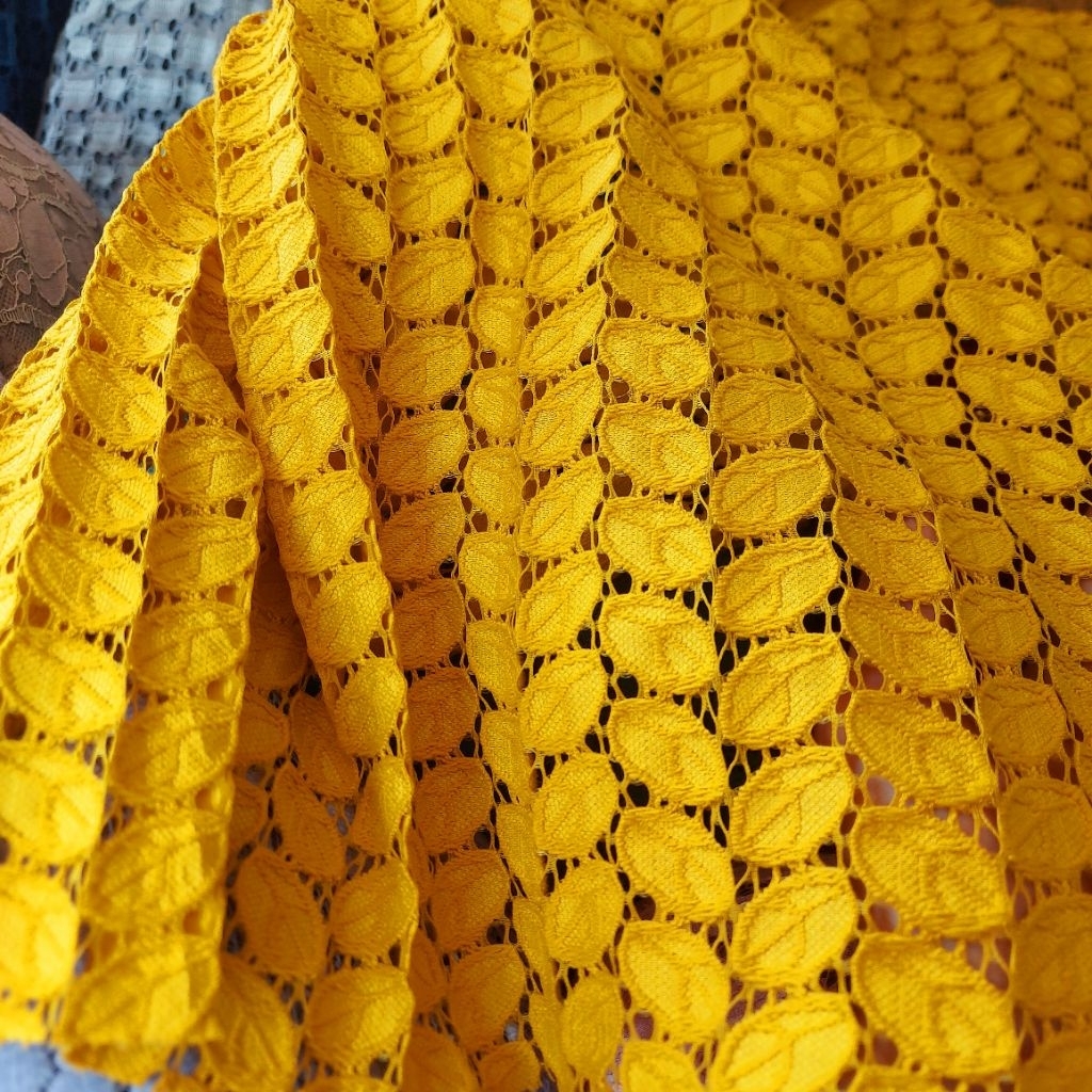 kain brokat katun premium  - kain brokat kebaya ( gold muda )