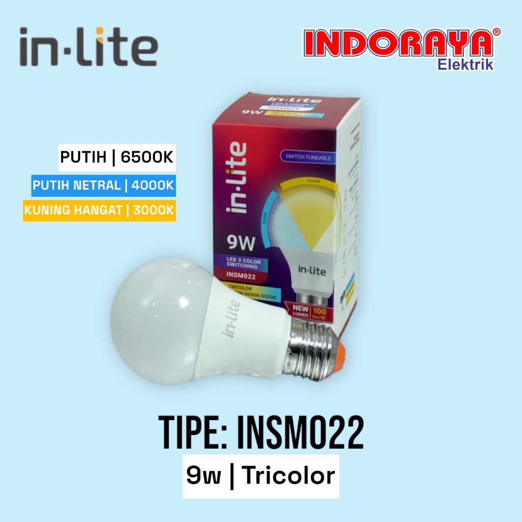 Lampu LED Downlight In-lite INSM022 9W Tricolor - 3 Warna dalam 1 Lampu