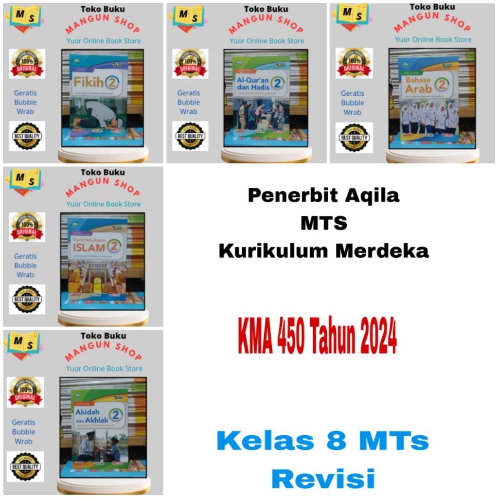 Buku Paket Arab, Akidah, Fikih, Hadis Kelas 8  MTs KMA 450 Kurikulum Merdeka Aqila