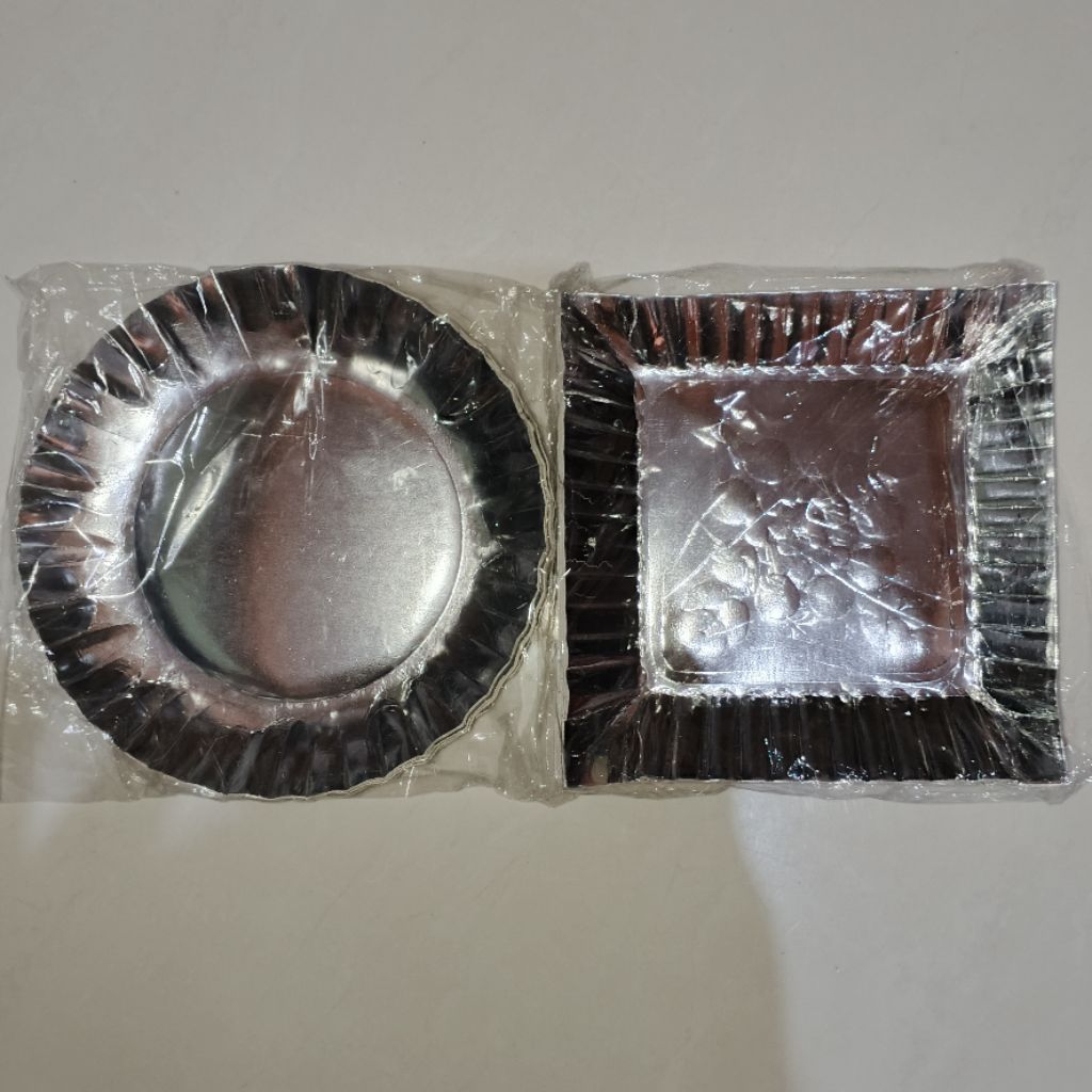 Piring Kertas Bulat/Kotak Kecil Perak
