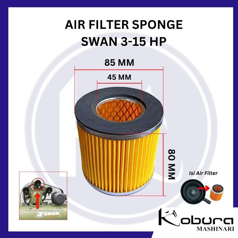 Air Filter Sponge Isi Filter Udara Kompresor Udara Air Filter Kompresor Angin SWAN 3 - 15 HP