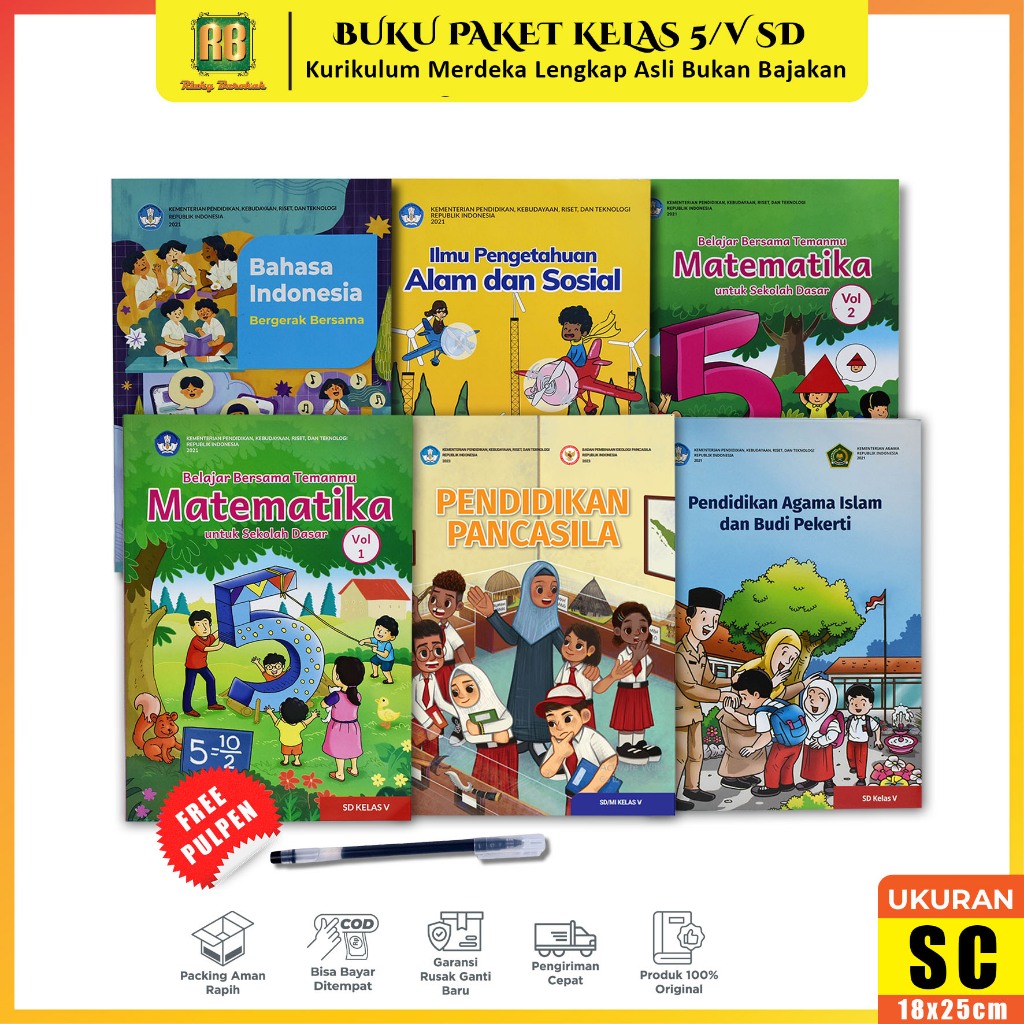 Buku Kelas 5 SD Kurikulum Merdeka Lengkap Buku Matematika Ppkn Ipa Bahasa Indonesia Pancasila Pai