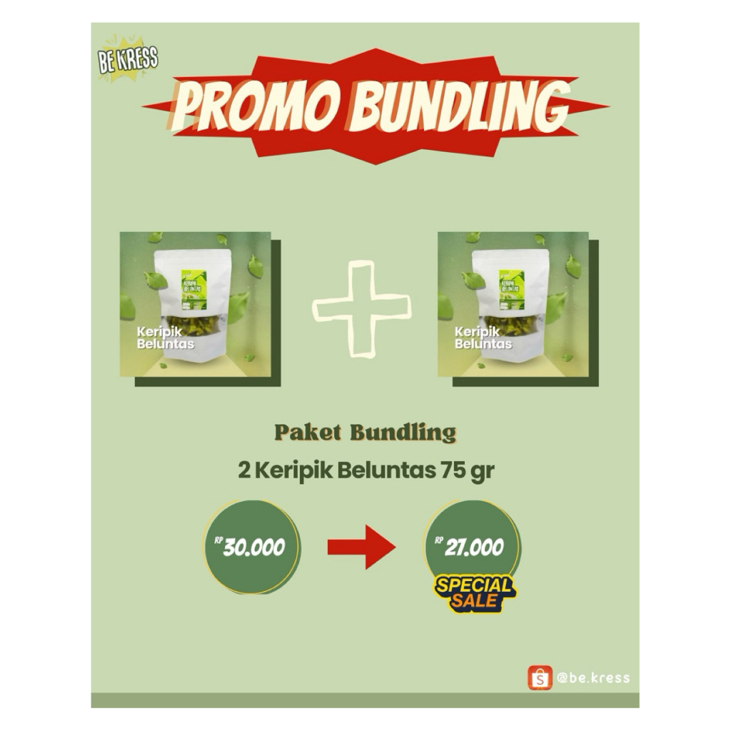 

Paket Bundling Keripik Beluntas Be Kress | Oleh - oleh Kota Batu | 75 gram | Packaging Aman