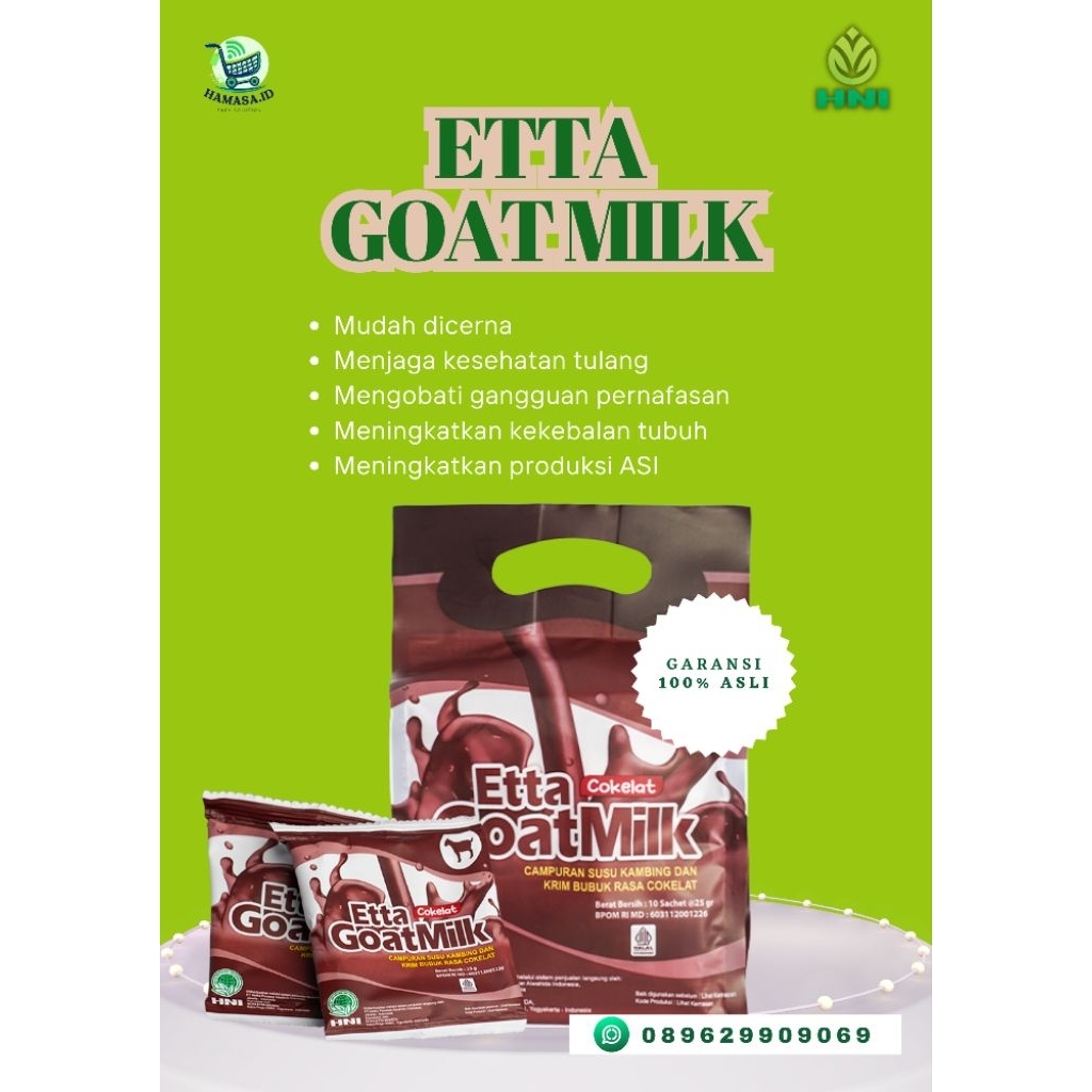 

Etta Goat Milk Coklat | susu kambing HNI | tulang | asma | 100% asli