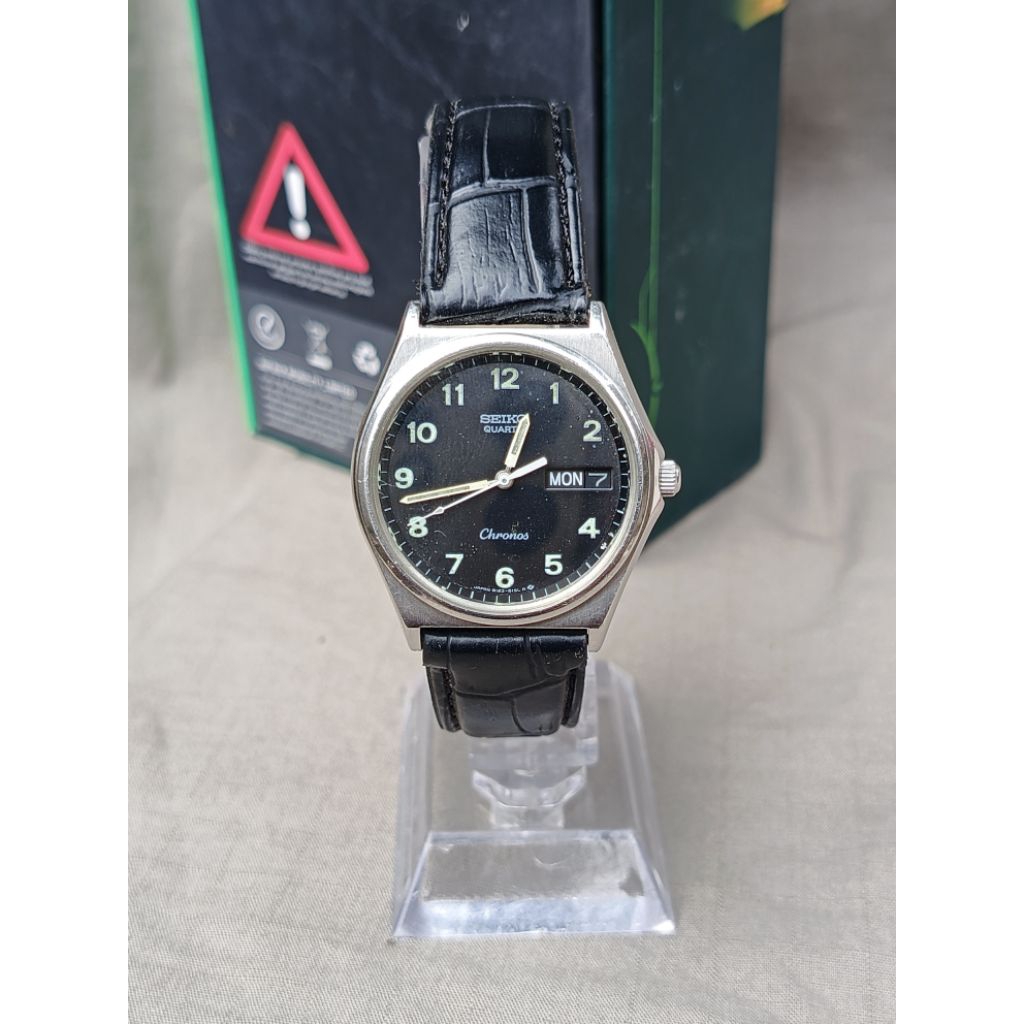 Ja773 Jam tangan SEIKO Chronos Elegant Daydate Japan Quartz movement