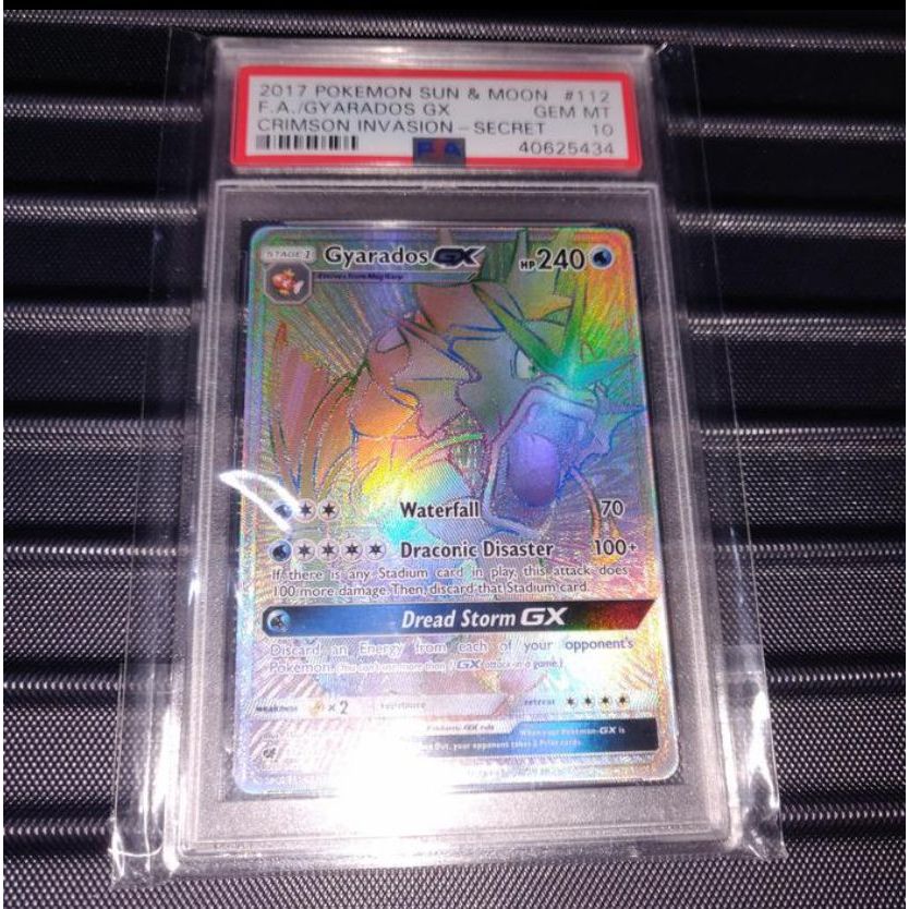 PSA 10 Kartu Pokemon TCG EN SM Crimson Invasion Gyarados GX FA HR Full Art Rainbow English