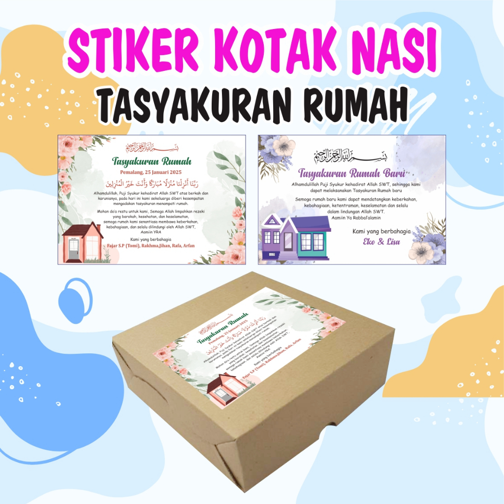 1 HARI JADI TANPA PO Kartu Tasyakuran Rumah & Stiker Tasyakuran Rumah | Syukuran Rumah & Kantor Baru