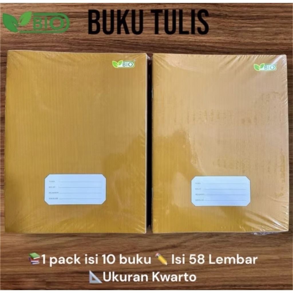 

Buku tulis Bio kwarto 38 lembar kraft motif sampul coklat (1 pack 10 buku)