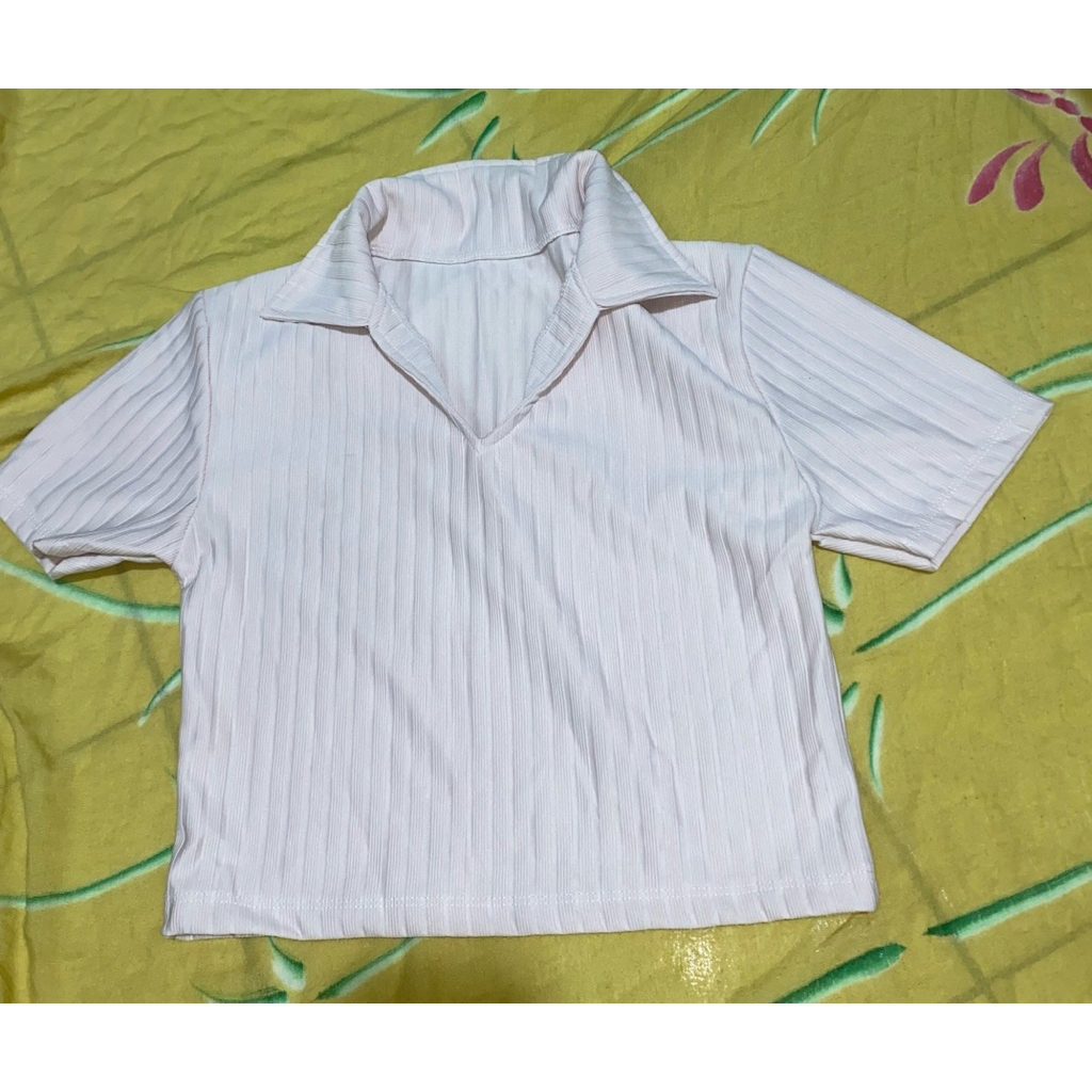 Pink Collar Crop Top