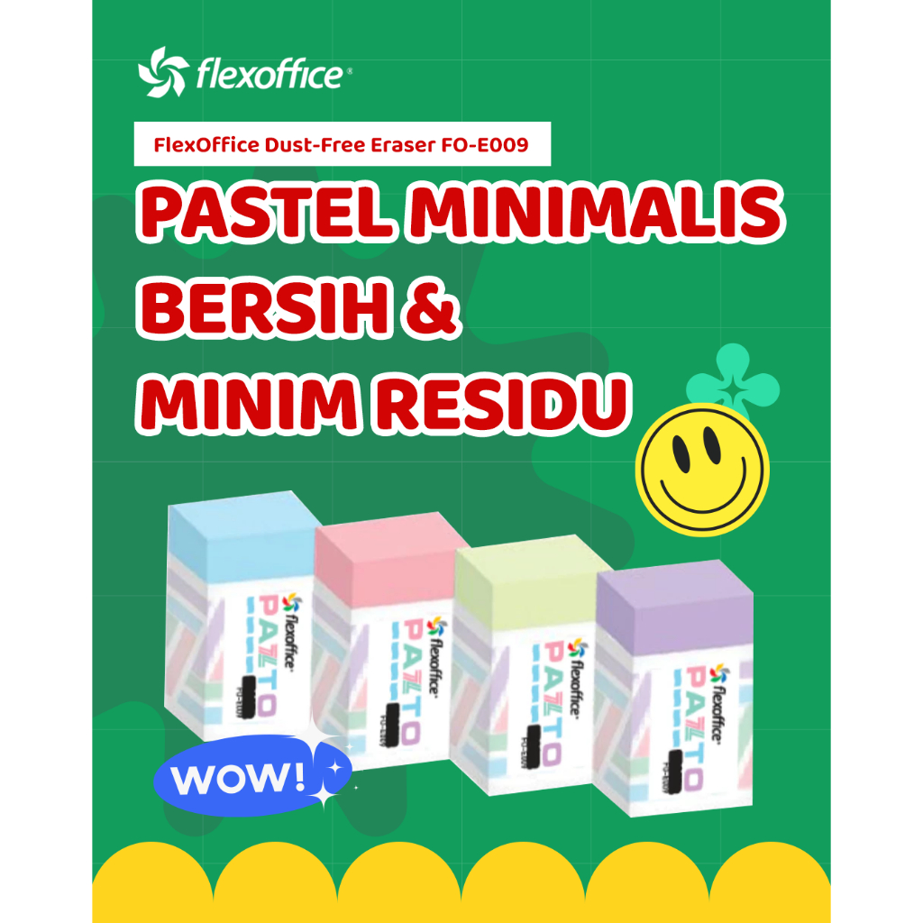 

FLEXOFFICE DUST FREE ERASER FO-E009 warna pastel hapus bersih unik lucu sekolah belajar