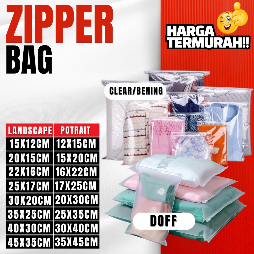 Zipper bag / Storage Bag / Tas Traveling / Tas Resleting Variasi Bening dan Semi Transparan Termurah