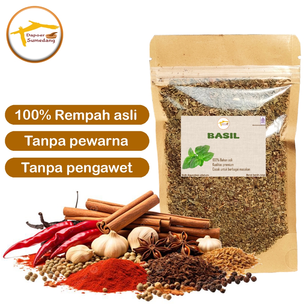 

Daun Kemangi/Basil Flakes/Rempah Murni/Bumbu Masak by Bumbu Dapoer Sumedang