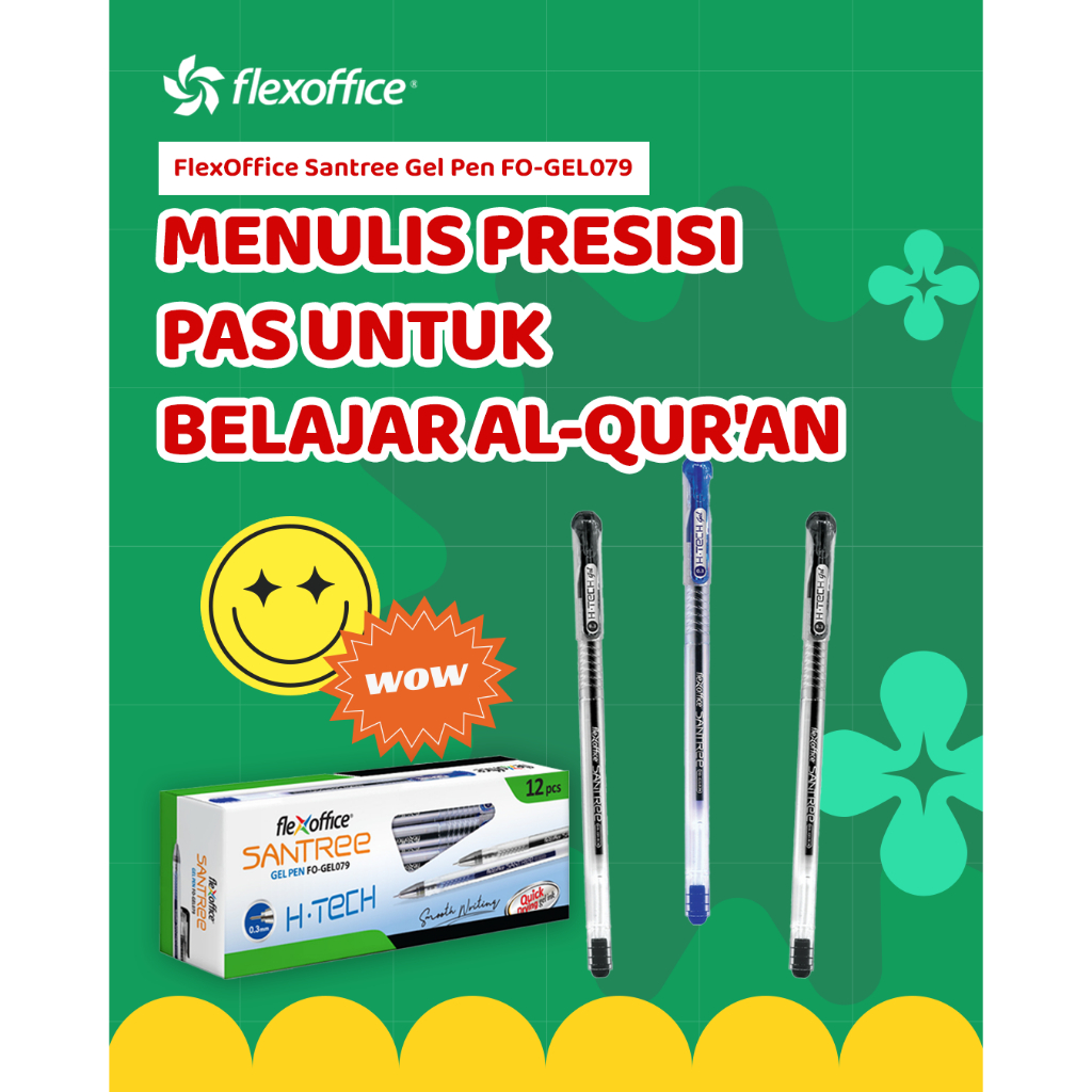 

FlexOffice Quick Dry SANTREE Gel Pen FO-GEL079 0.3mm Hitam latihan menulis alquran belajar