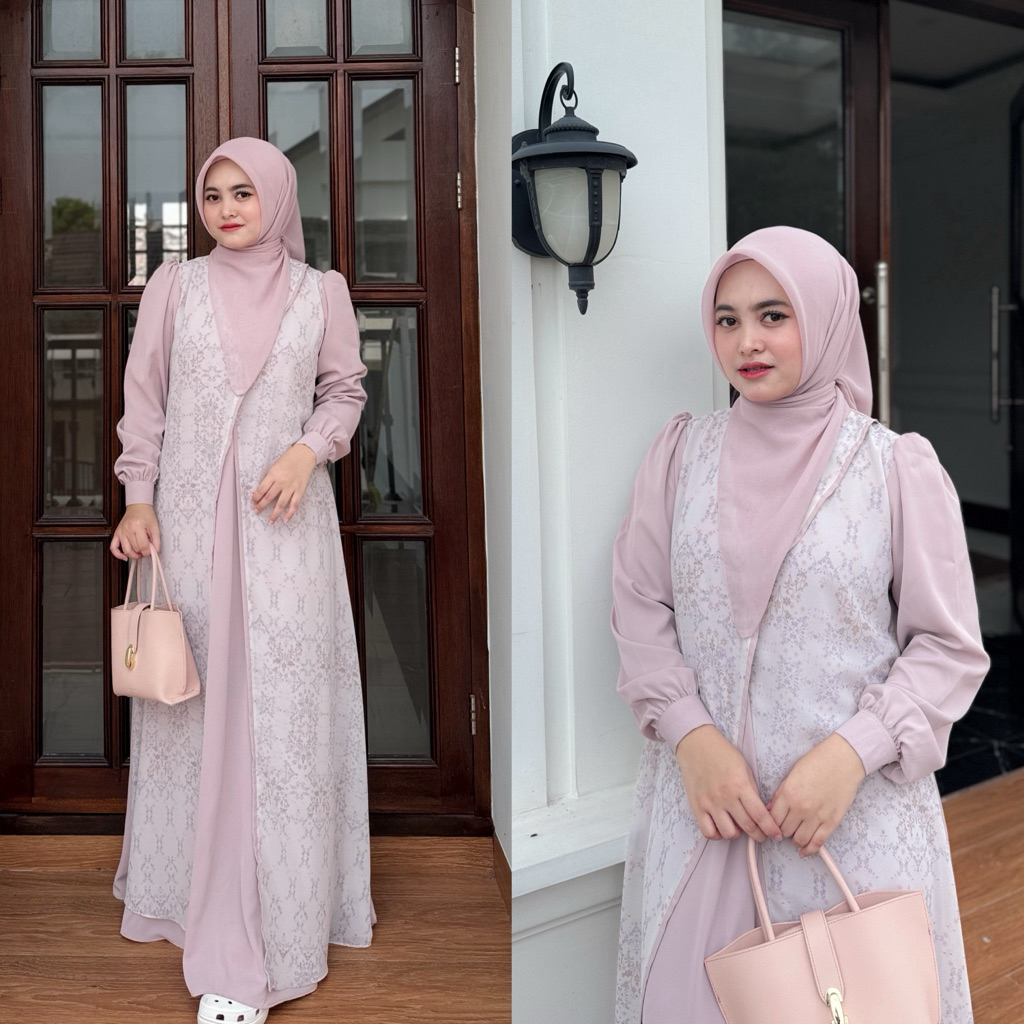 NNfashion Khansa Dress Couple Anak Gamis Muslimah-Soft Pink