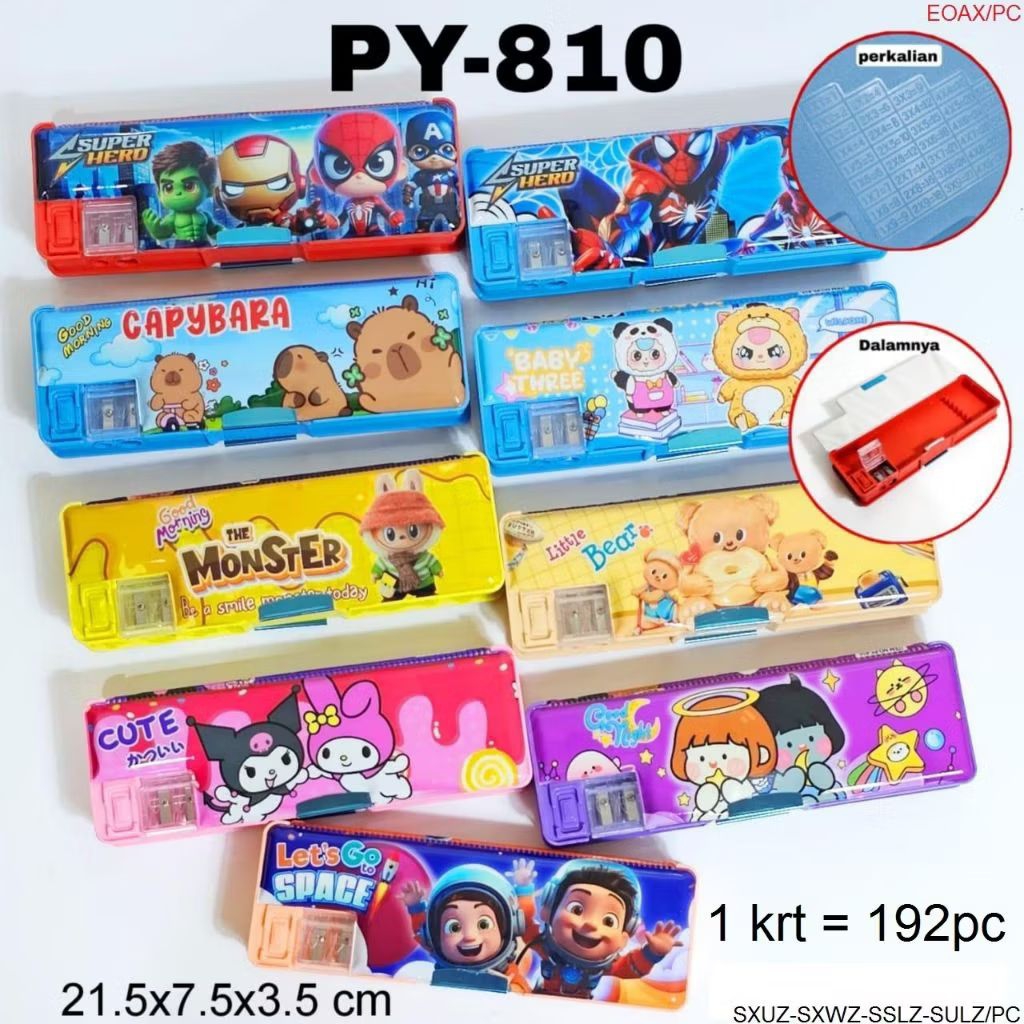 

P. Case Magnet PY-810/Kotak Pensil Magnet Serutan Lubang/Kotak Pensil Magnet Motif Fancy Karakter/Per Pcs
