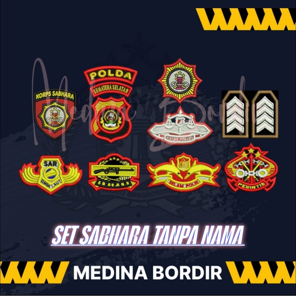 Bordiran Timbul Polri Full set