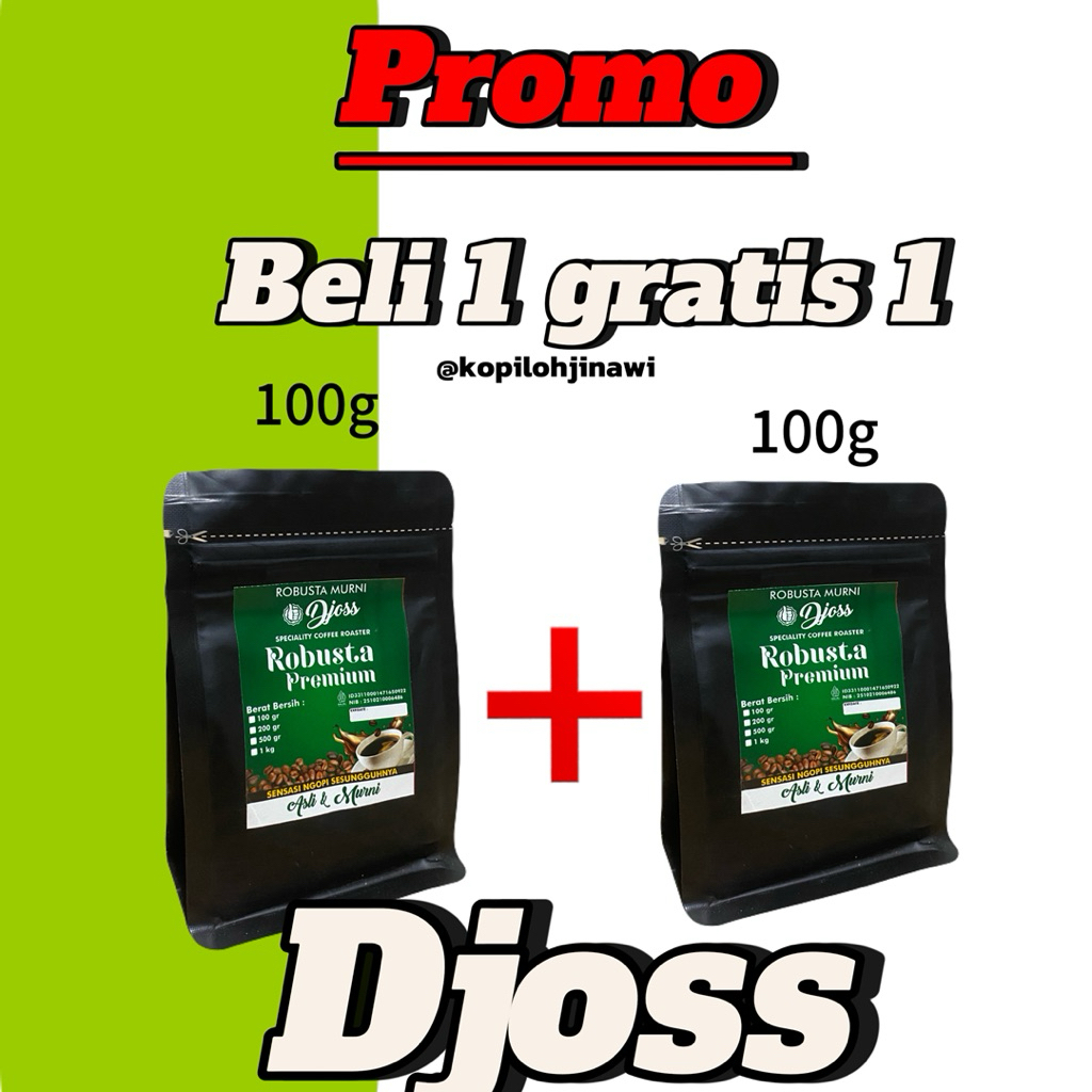 

kopi robusta premium murni kemasan 100g free 100g
