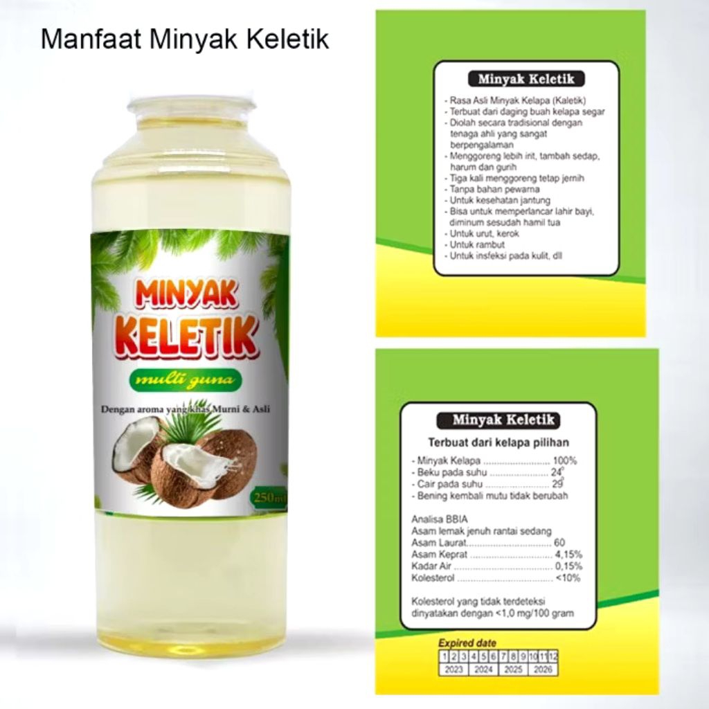 

Minyak Keletik Premium / Minyak Kelapa Asli 250ML Murni 100% / Kletik / Kelentik Lentik COD Minyak
