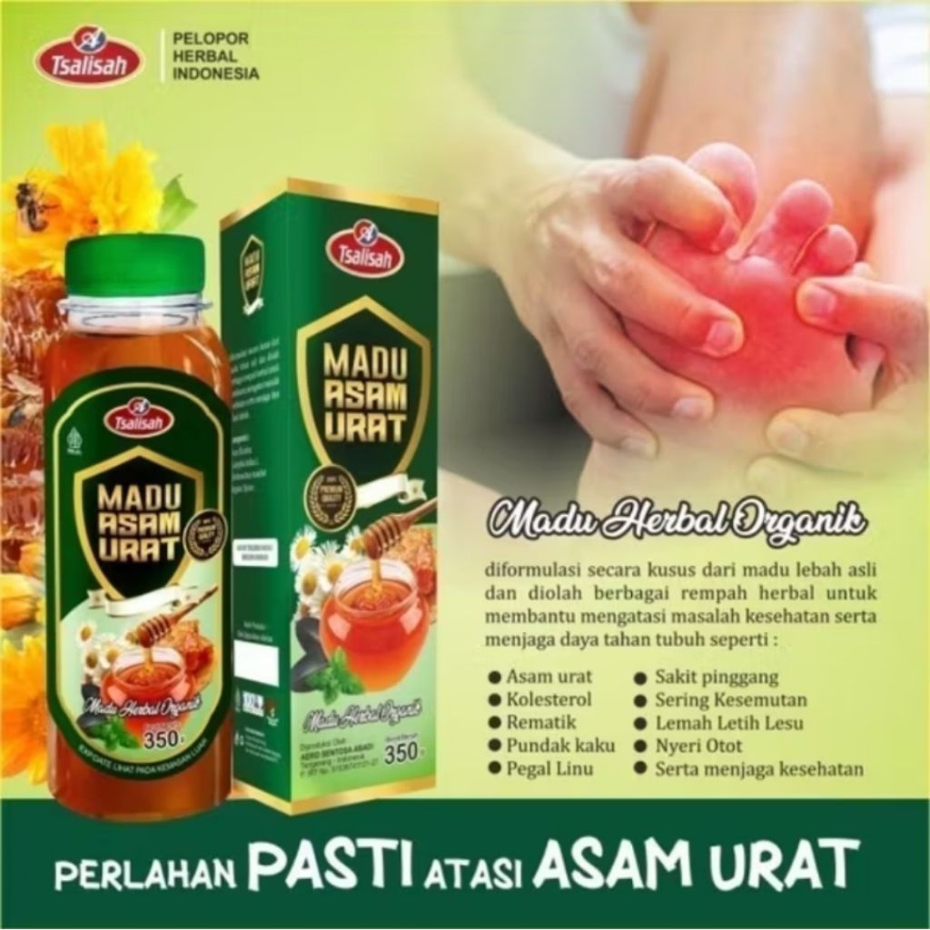 

Madu Asam Urat Tsalisah 350g - Madu Herbal Organik Atasi Nyeri Sendi & Asam Urat