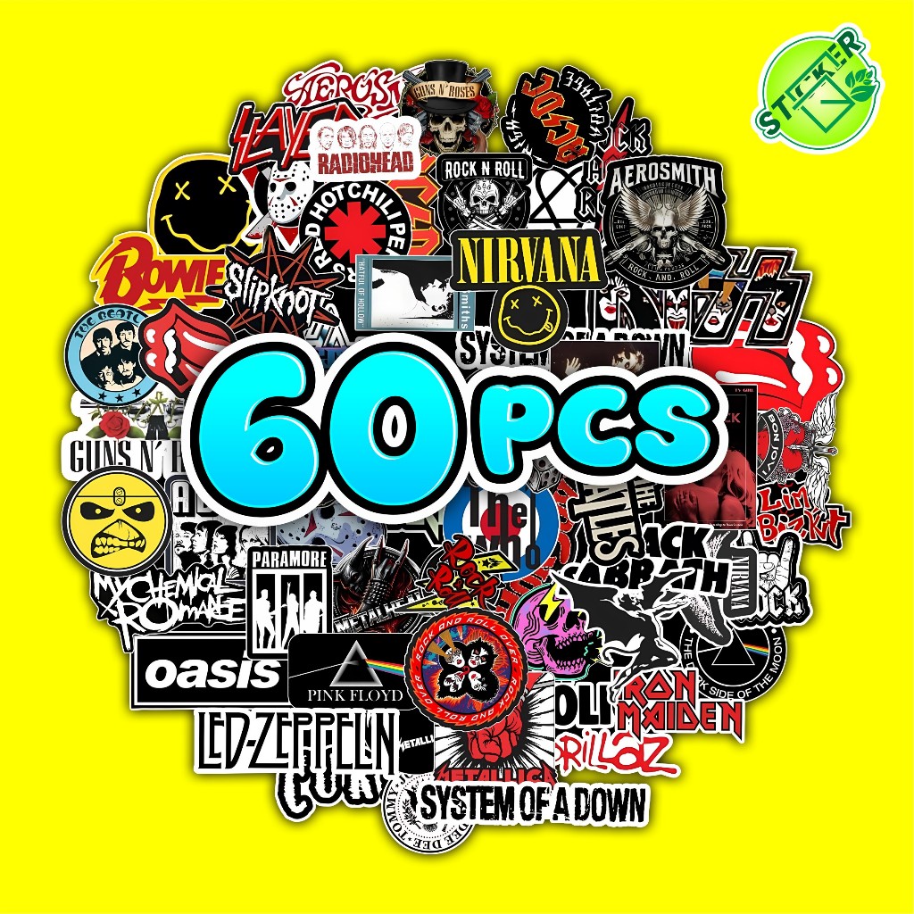 

Stiker Pack band rock Waterproof untuk Laptop, Motor soft case dll
