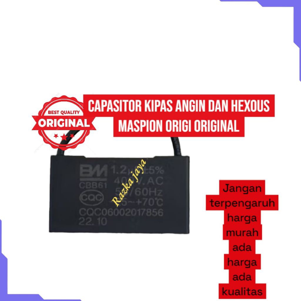 Kapasitor Kipas Angin Dan Hexsos 1,2 uf Bm Capasitor Maspion Original