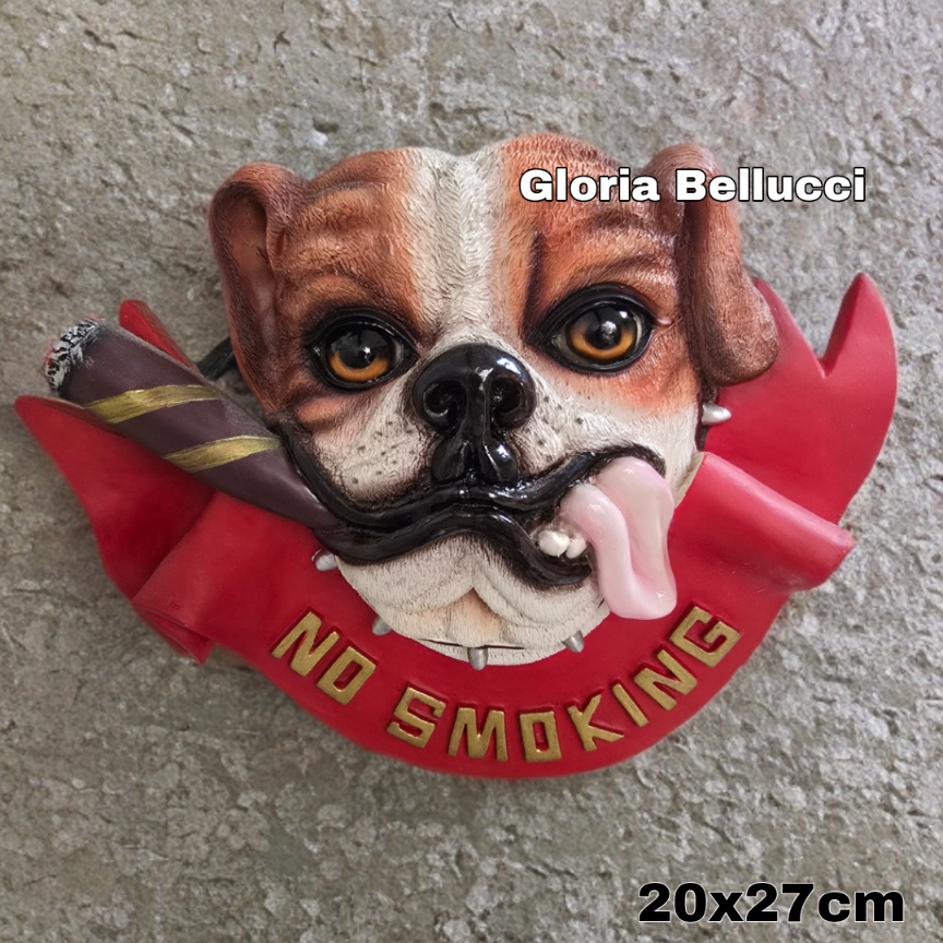 patung dilarang merokok english bulldog gantung pajangan buldog no smoking dinding