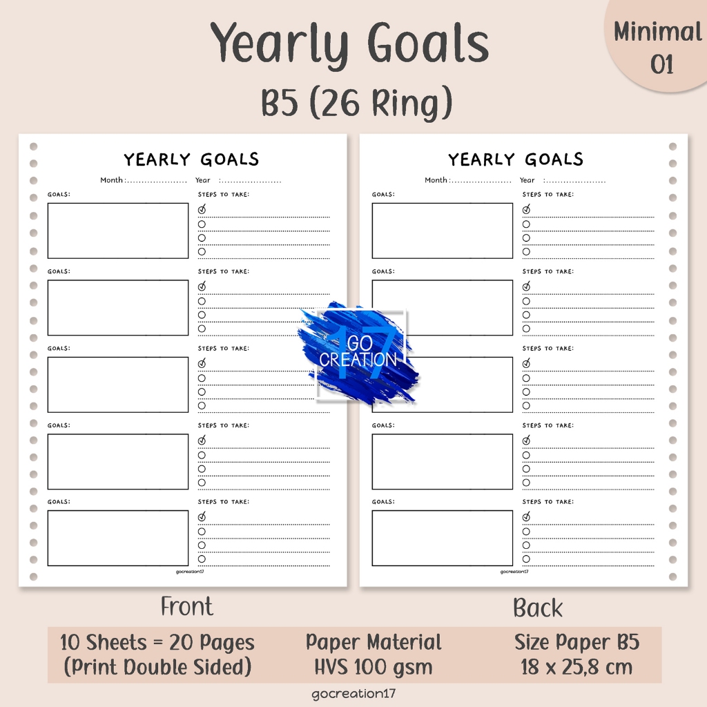

Kertas Isi Binder Planner Yearly Goals Simple Minimalis B5