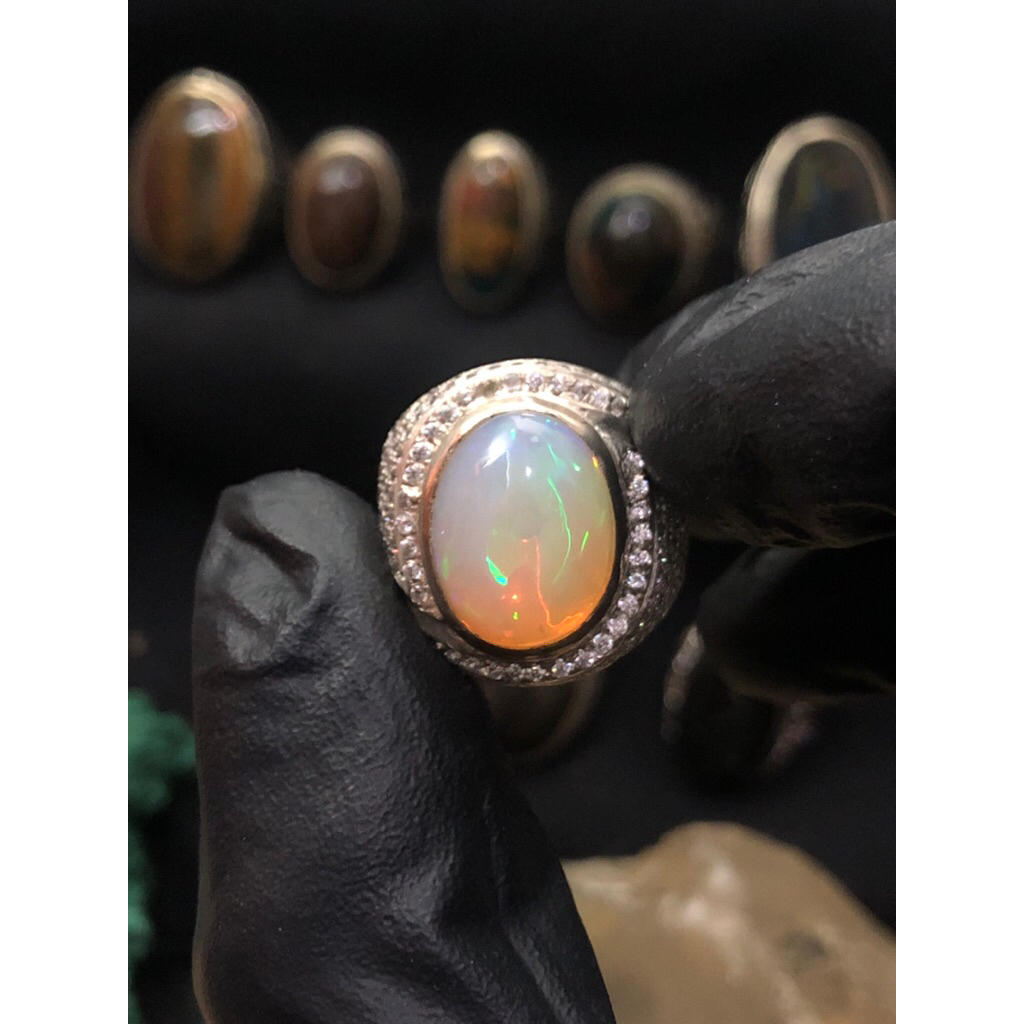 Batu Black Opal / Kalimaya Etiopia Ring Perak