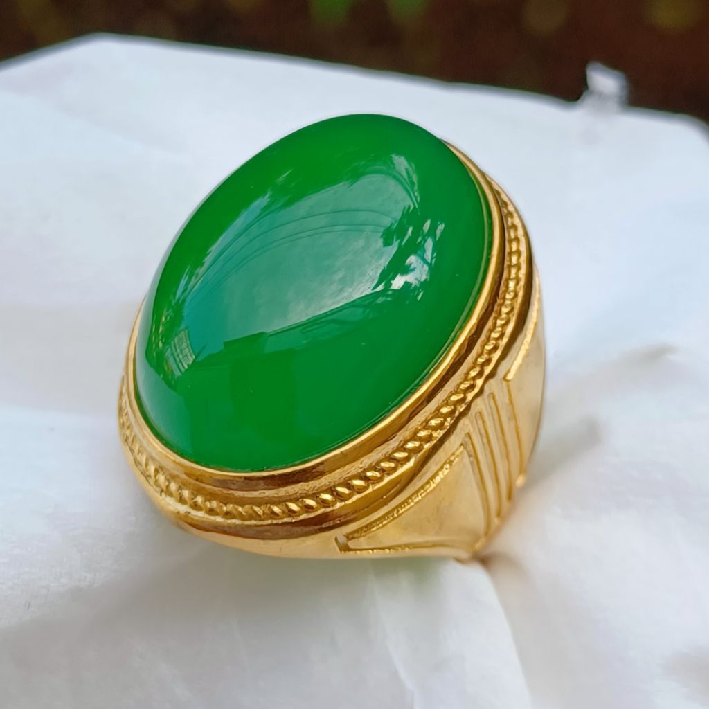 CINCIN BATU ALAM HIJAU KRISTAL UKURAN JUMBO