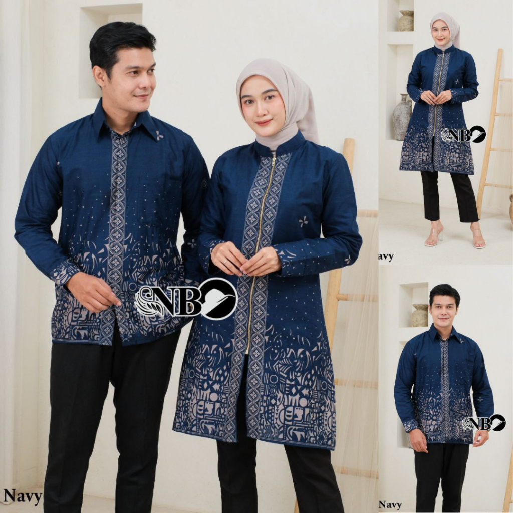 Batik Tunik Couple Modern Set Pakaian Couple Kemeja Batik Pria Premium Baju Batik Couple Tunik Busui