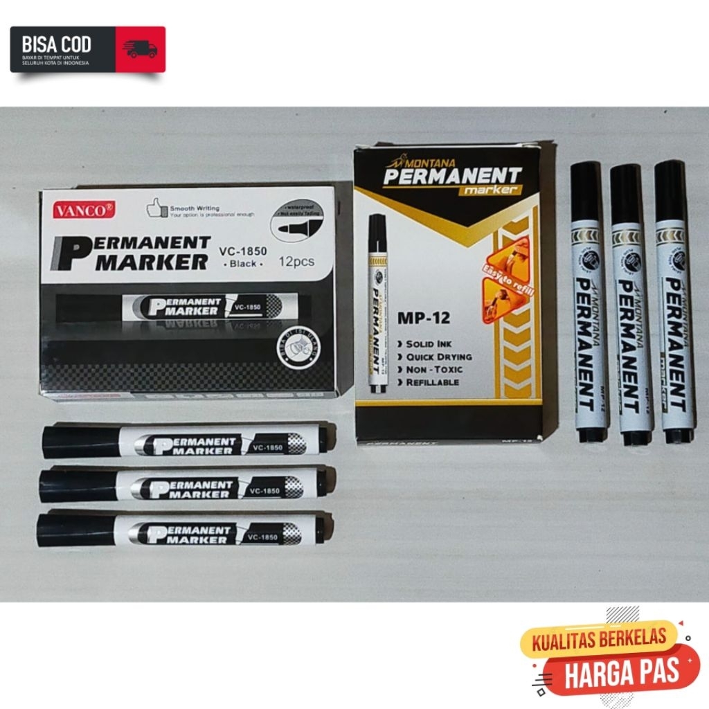 

Sepidol Permanen Hitam / Spidol Besar 1 pack isi 12 pcs