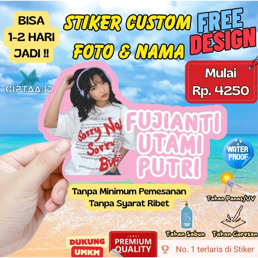 

STIKER CUSTOM FOTO DAN NAMA WATERPROOF