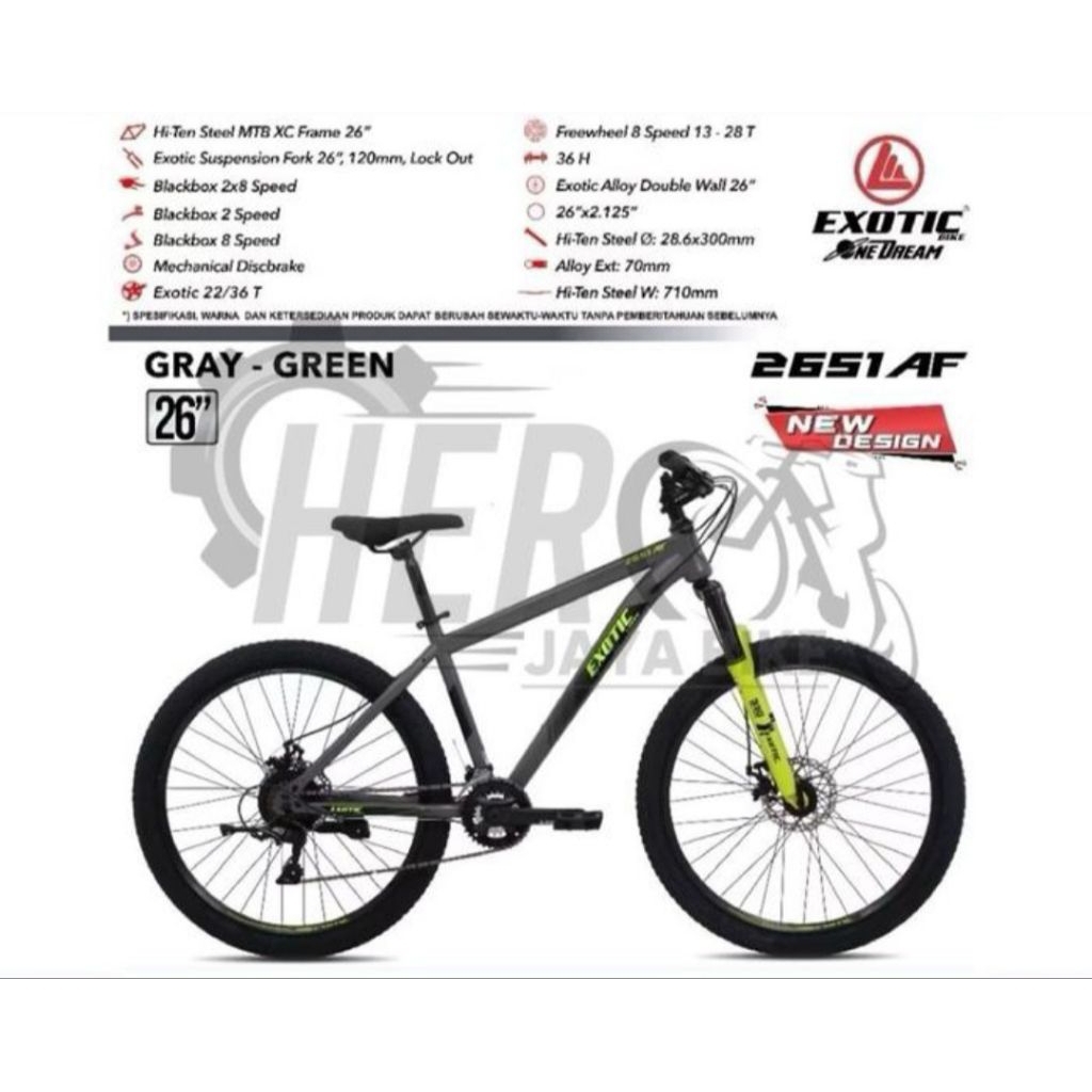 SEPEDA MTB EXOTIC BY PACIFIC 26 INCH CAKRAM PROMO GREY