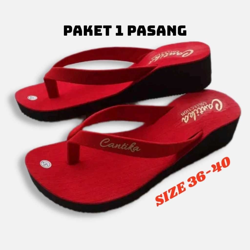 Sandal Jepit Cantika Sandal Wedges Spon Tinggi 11 cm