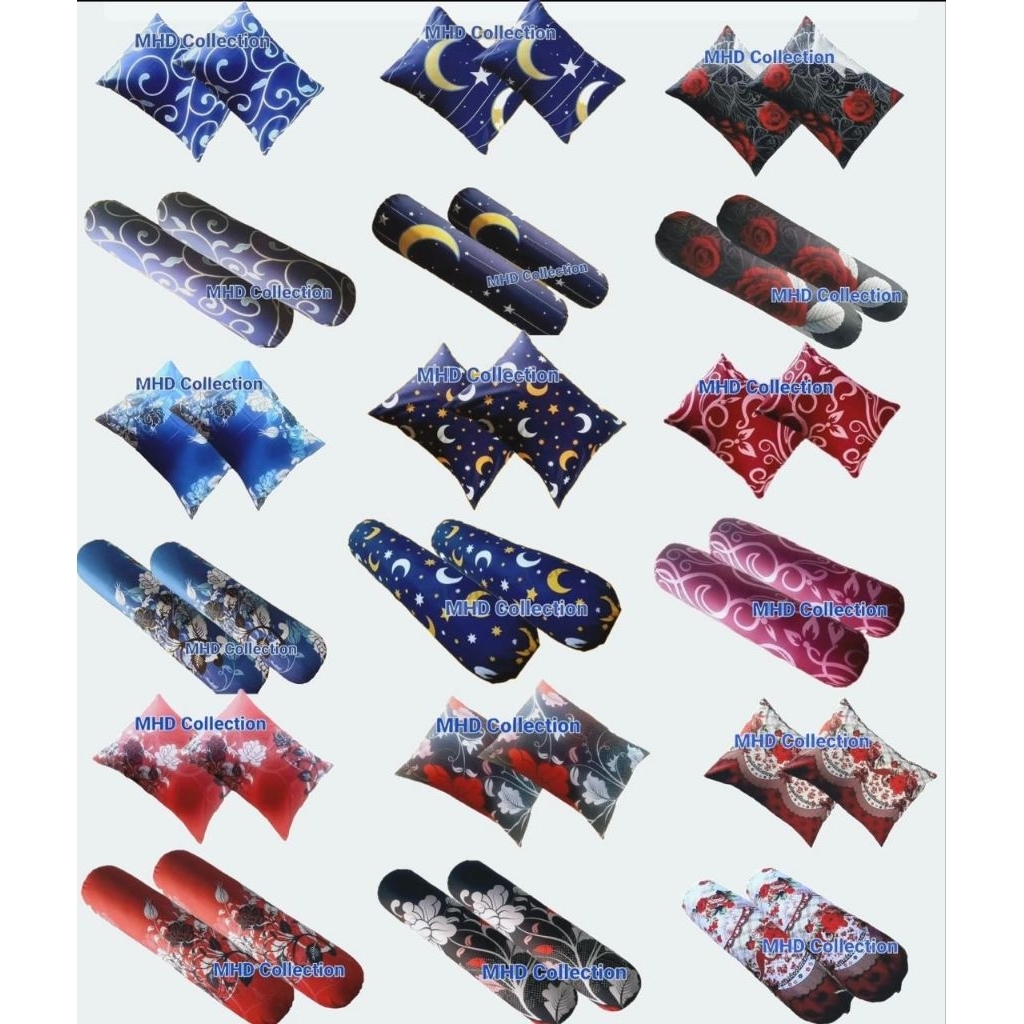 Sarung Bantal Tidur isi 4Pcs 2 Sarung Bantal dan 2 Sarung Guling Motif  Bunga dan Karakter Bulan bin